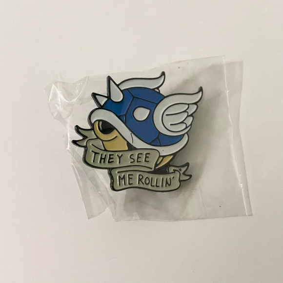 Lot of 3 Enamel Metal Pin Double Rubber Backing Mario Kart Shell Godzilla - Picture 4 of 13